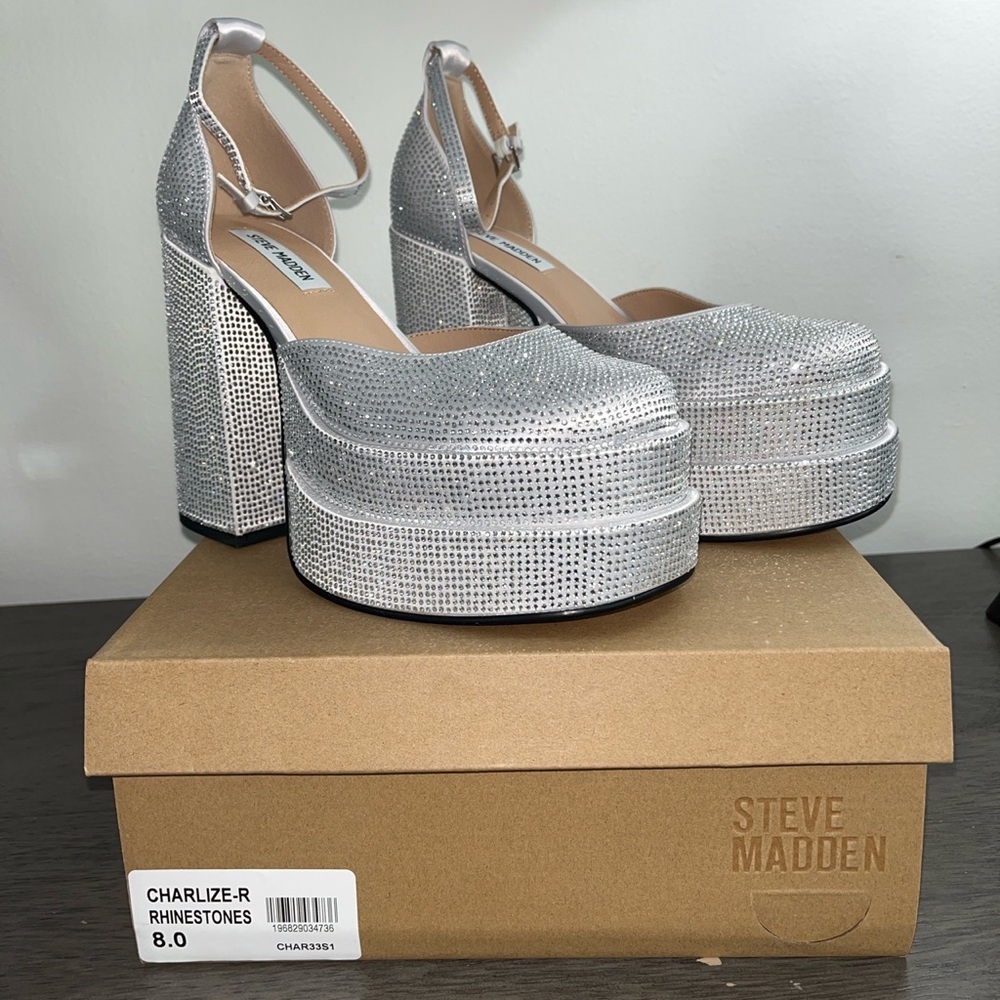 Steve Madden Charlize Heel
Rhinestone Platform Block Heel
